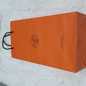 Hermes Tie Shopping Gift Bag Large Tall Like New Selling Seperate Orange Paper
